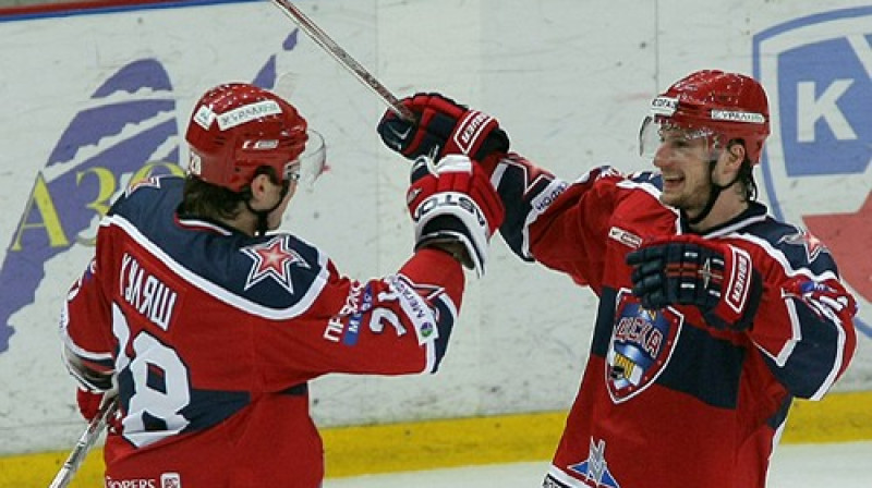 "CSKA" hokejisti sagrāva "Atlant" komandu.
Foto: ITAR-TASS