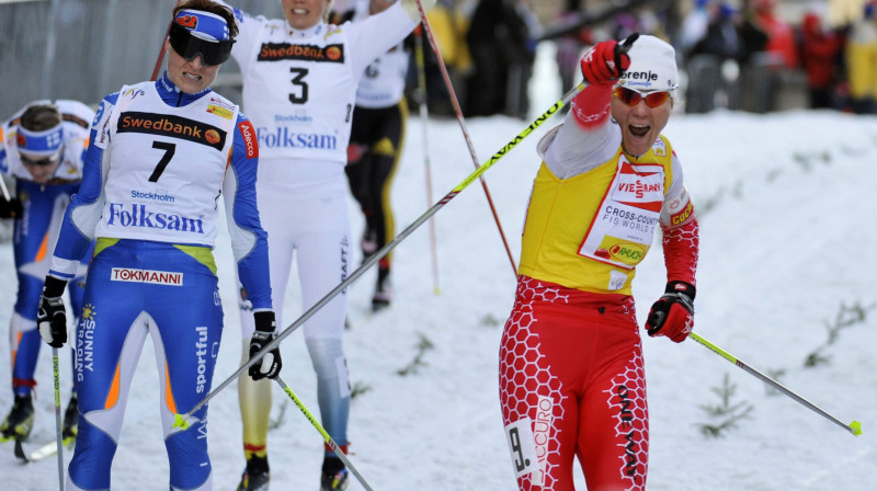 Majdičas kārtējais uzvaras žests, šķērsojot finiša līniju
AFP PHOTO / Bertil Ericson / SCANPIX