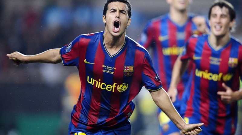 "Barcelona" jaunais talants Pedro pēc vārtu guvuma
Foto: AP