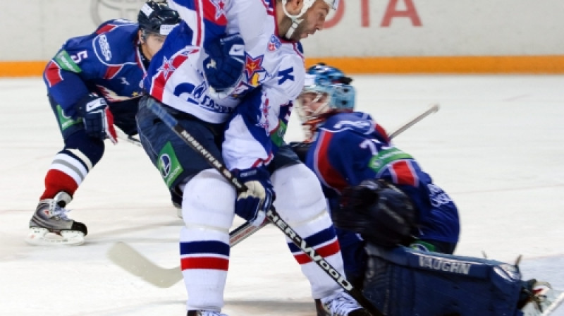 Maksims Sušinskis gan panāca izlīdzinājumu, gan guva uzvaras vārtus.
Foto: RIA -Novosti