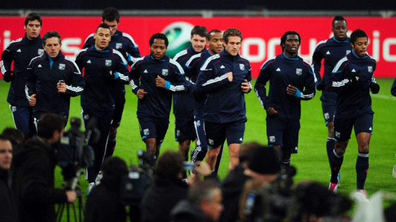 ''Lyon'' treniņš Gelzenkirhenē pirms mača ar ''Schalke''
Foto: AFP/Scanpix