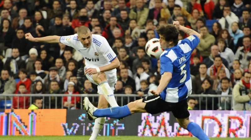 Madrides “Real” uzbrucējs Karims Benzemā iepriekšējās trijās Spānijas čempionāta spēlēs guvis pa diviem vārtiem katrā. Foto: AFP
