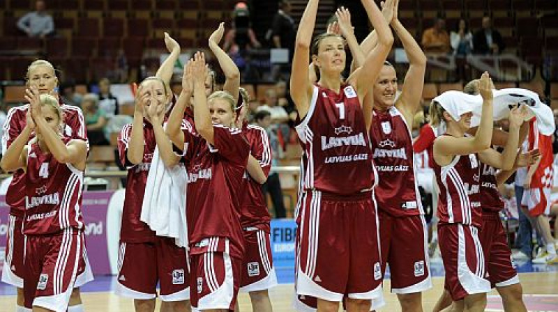Latvijas basketbolistes 
Foto: Romāns Kokšarovs, Sporta Avīze, f64
