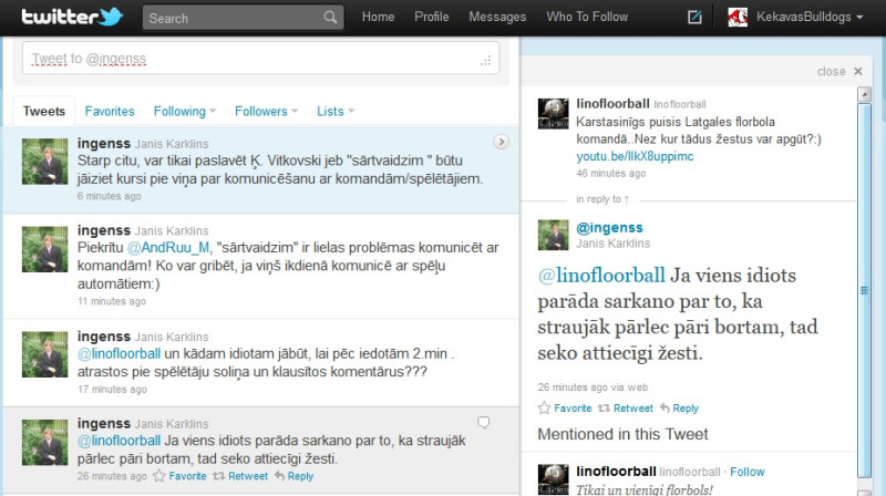 J.Kārkliņa komentāri portālā Twitter