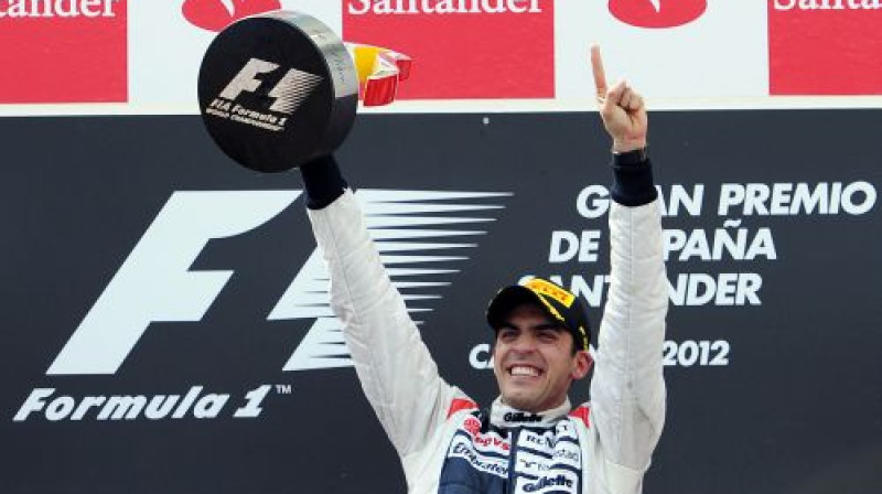Pastors Maldonado priecājas par savu pirmo F1 uzvaru karjerā.
Foto: AP Photo/SCANPIX