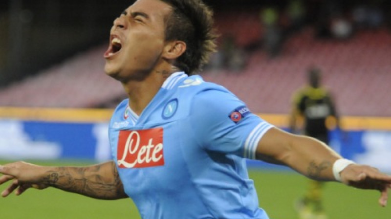 Eduardu Vargass ("Napoli") 1. kārtā izcēlās ar "hattrick"
Foto: AP/Scanpix