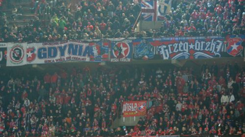 Krakovas "Wisla" līdzjutēji spēlē pret "Standard de Liege"
Foto: AFP/Scanpix