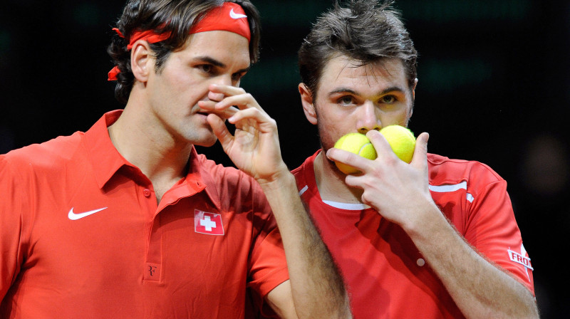 Rodžers Federers un Stanislass Vavrinka Šveices izlasē
Foto: AFP/Scanpix