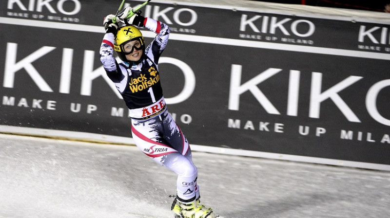 Anna Feningere turpina cīņu par Mazo kristāla globusu milzu slalomā un uzvaru Pasaules kausa kopvērtējumā
Foto: AFP/Scanpix