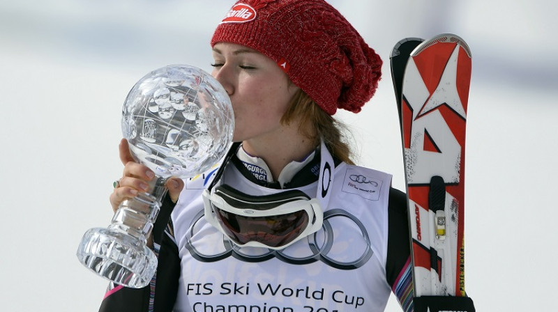 Mikaela Šifrina pārliecinoši uzvarēja šajās sacensībās un slaloma kopvērtējumā
Foto: AFP/Scanpix