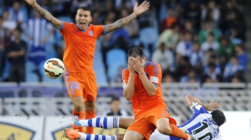 Emocijas "Real Sociedad" un "Valencia" spēlē
Foto: AFP/Scanpix