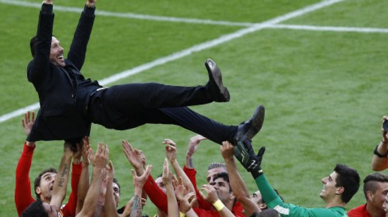 Pēdējā tikšanās reizē Barselonā "Atletico" izcīnīja Spānijas čempiones titulu
Foto: AFP/Scanpix