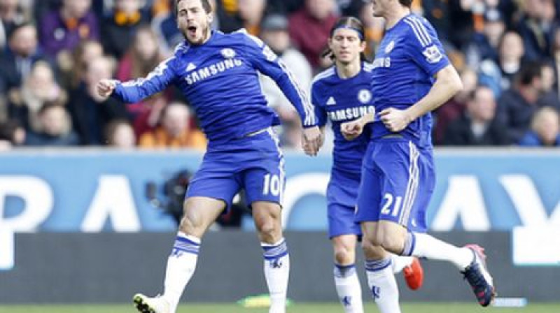 "Chelsea" spēlētāji pēc vārtu guvuma
Foto: PA Wire/Scanpix