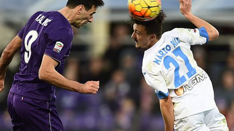 ''Fiorentina'' abu vārtu autors Kaliničs (pa kreisi)
Foto: AFP/Scanpix