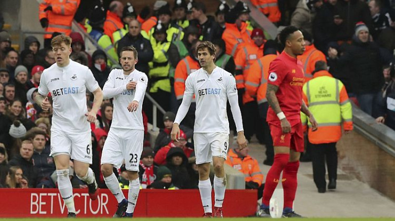 ''Swansea'' pēc Sīgurdsona gūtajiem vārtiem
Foto: AP/Scanpix