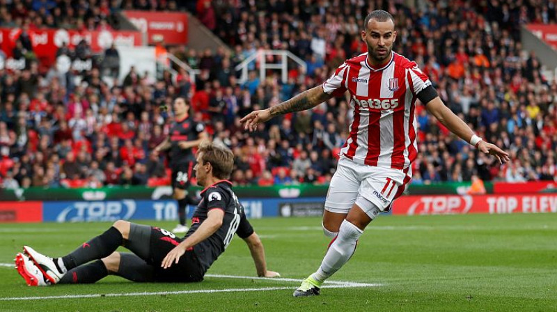 Hesē savā debijas mačā kaldināja ''Stoke'' uzvaru pret spēcīgo ''Arsenal''
Foto: Reuters/Scanpix