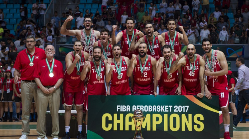 Tunisijas basketbola izlase svin triumfu FIBA "AfroBasket" finālturnīrā
Foto: FIBA