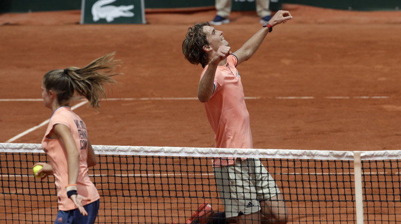 Aleksandrs Zverevs beidzot sasniedzis "Grand Slam" ceturtdaļfinālu
Foto: AP/Scanpix