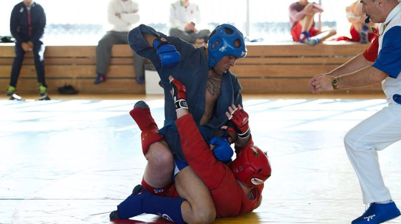 Epizode no Eiropas Savienības kausa sambo. Foto: Latvijas Sambo federācija