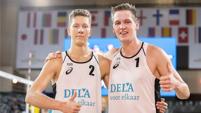 Mihails Samoilovs un Matīss Gabdulļins. Foto: FIVB