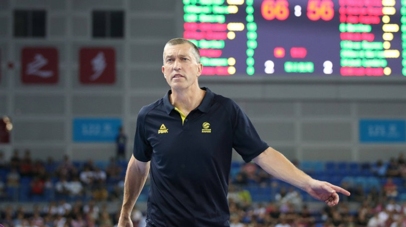 Andrejs Lēmanis 2019. gada 28. augustā pārbaudes spēlē pret Vāciju. Foto: FIBA