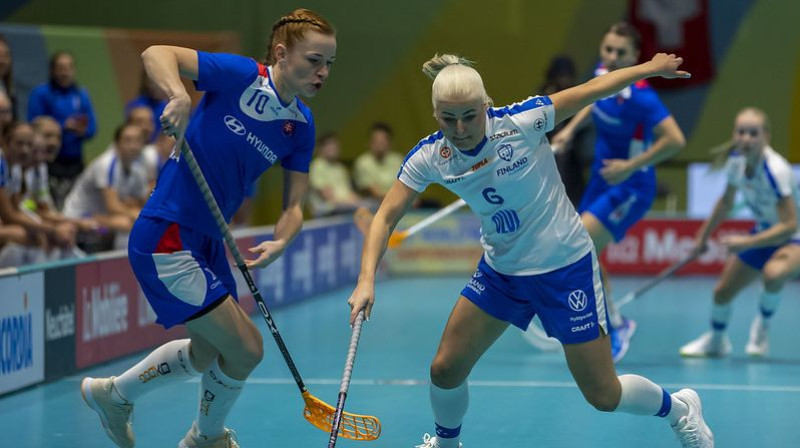 Epizode no Somijas un Slovākijas izlašu cīņas
Foto: IFF Floorball