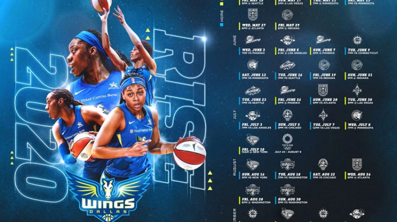 "Dallas Wings" plakāts ar 2020. gada kalendāru. Foto: Wings