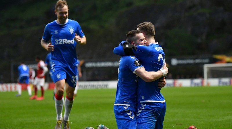 Glāzgovas "Rangers" svin vārtu guvumu. Foto: EPA/Scanpix