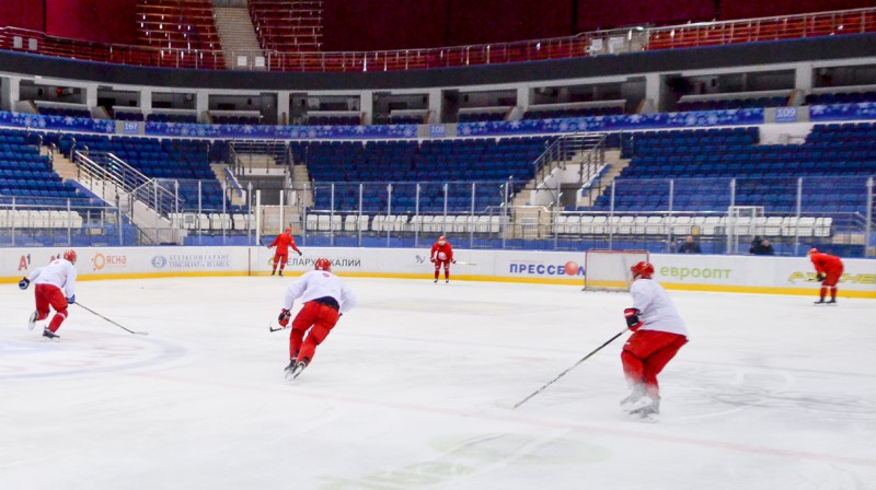 Baltkrievijas izlases treniņš. Foto: hockey.by