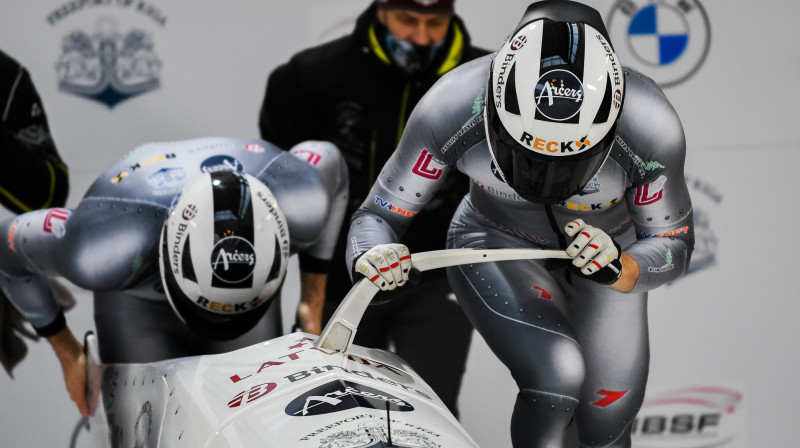 Ralfs Bērziņš startā. Foto: Viesturs Lācis/bobslejs.lv