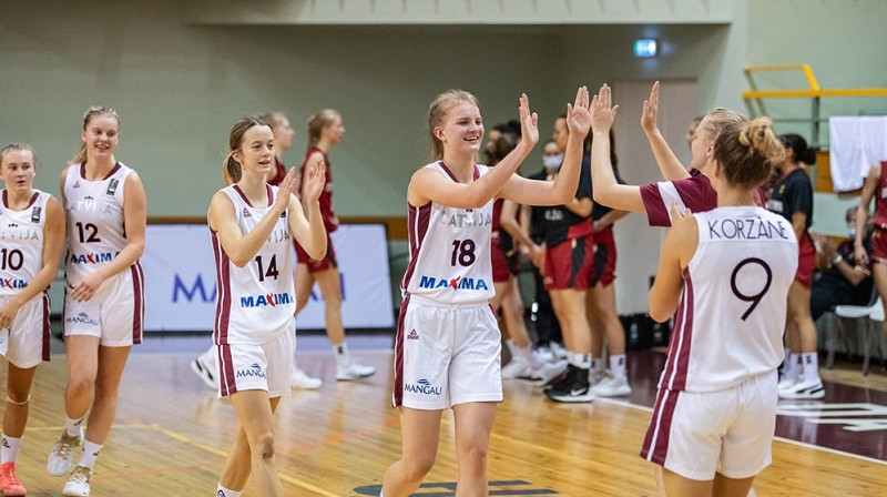 Latvijas U18 meitenes: četras uzvaras pēc kārtas. Foto: FIBA