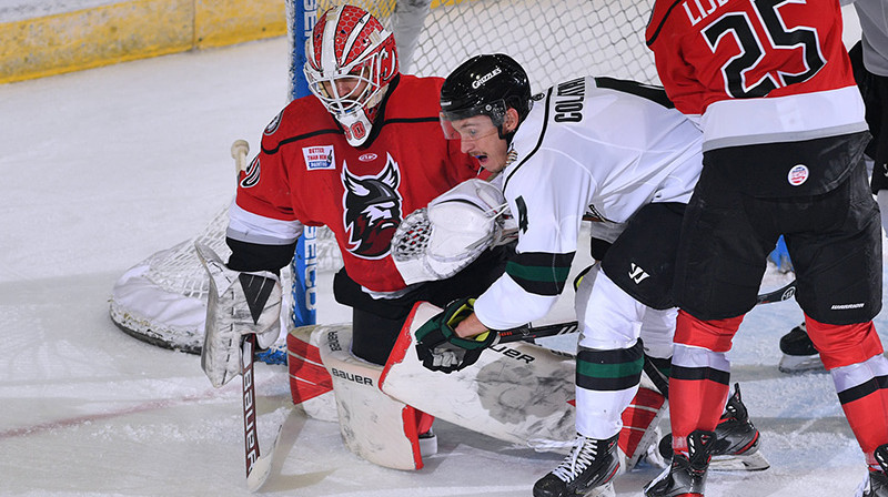 Mareks Mitens "Thunder" vārtos. Foto: Adirondack Thunder