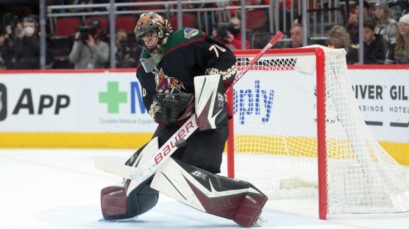 Arizonas "Coyotes" vārtsargs Karels Vejmelka. Foto: Joe Camporeale/USA Today Sports/Scanpix