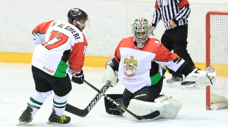 Apvienoto Arābu Emirātu (AAE) izlases hokejisti. Foto: IIHF