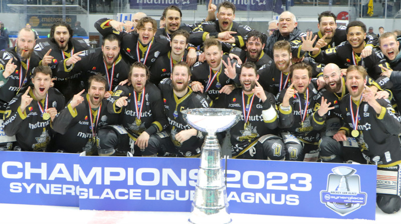 Ruānas "Dragons" hokejisti - 2023. gada Francijas čempioni. Foto: FFHG
