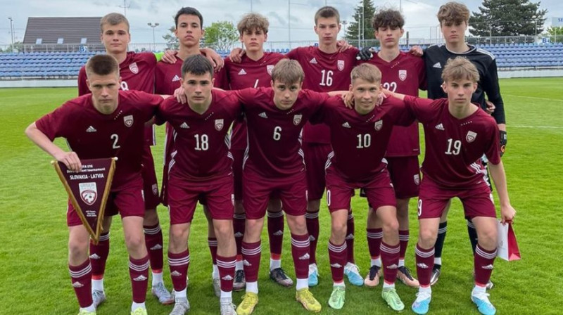 Latvijas U17 futbola izlase. Foto: LFF