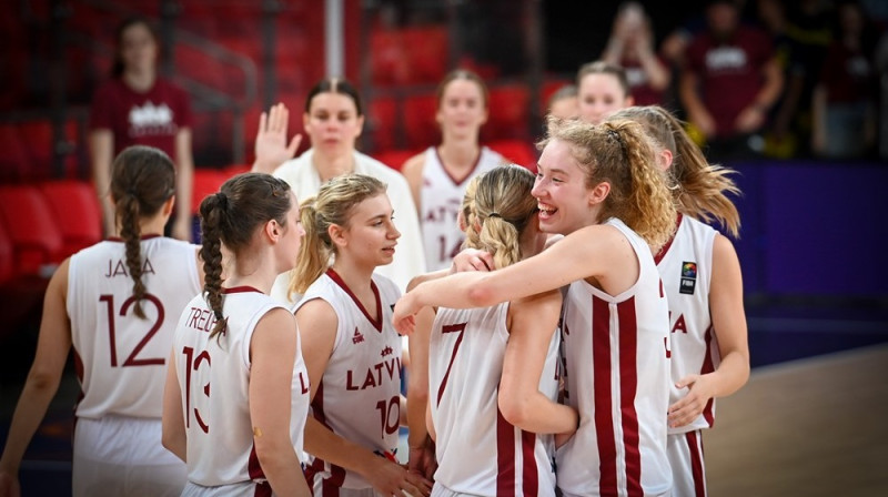 Latvijas U20 basketbolistes 2023. gada 1. augustā. Foto: FIBA