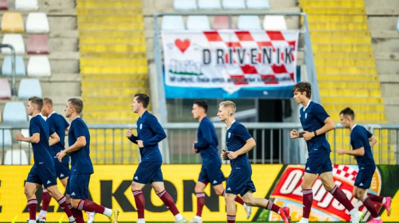 Latvijas futbola izlase treniņā Rijekā. Foto: LFF