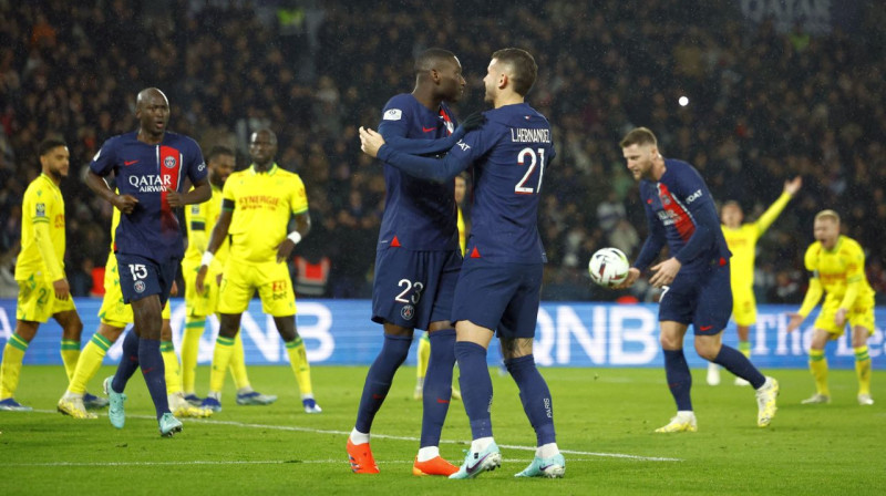 Mirklis pēc Parīzes "Saint-Germain" otrā vārtu guvuma spēlē pret "Nantes". Foto: Sarah Meyssonnier/Reuters/Scanpix