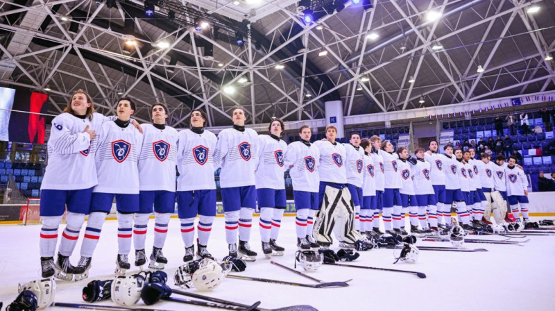 Francijas U20 valstsvienības hokejisti. Foto: Dávid Vörös