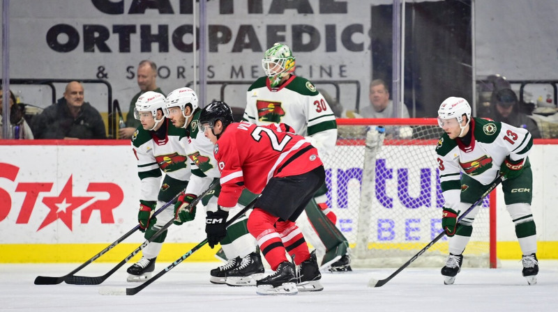 Sandis Vilmanis spēlē pret Aiovas "Wild". Foto: Tim Garland/Iowa Wild