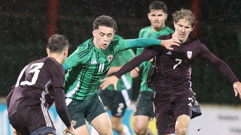 Mirklis no Ziemeļīrijas un Latvijas U21 izlašu cīņas Belfāstā. Foto: Irish Football Association