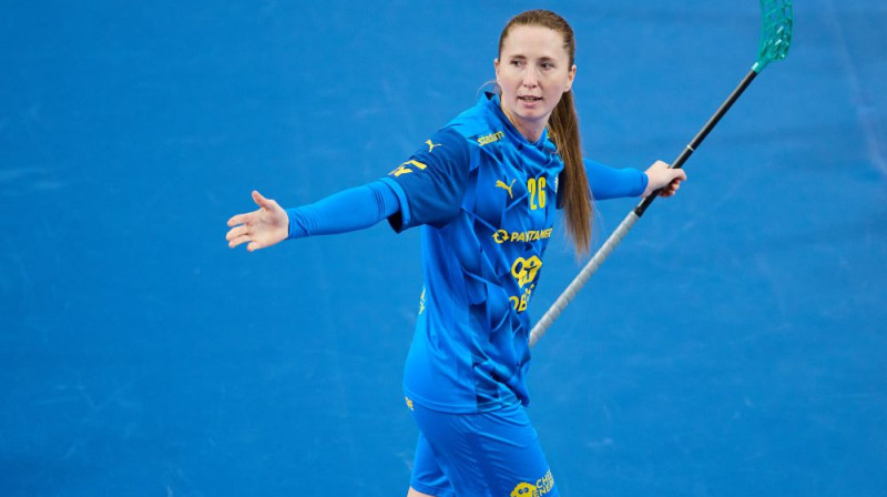 Emīlija Vibrona kļuvusi par pasaules čempionātu visu laiku rezultatīvāko spēlētāju, foto: IFF