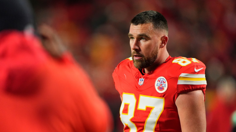 "Chiefs" balsta uzbrucējs Treviss Kelsī. Foto: AP/Scanpix
