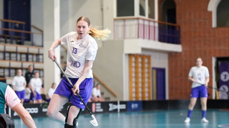 Klinta Mārtiņjēkaba spēlē pret "Rīgas Lauvām" izcēlās ar trim vārtu guvumiem, foto: A.Vēze, NND