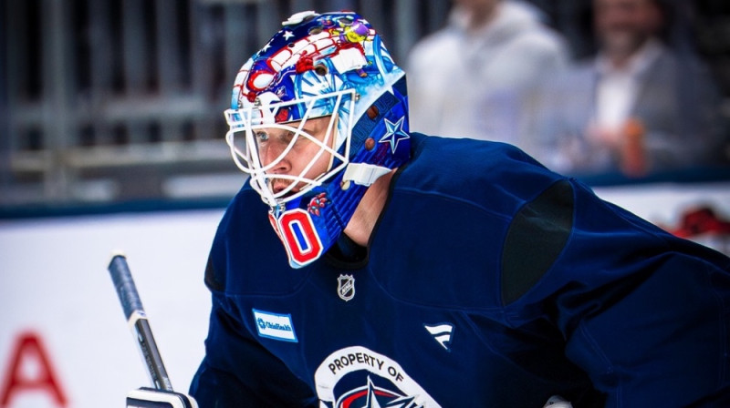 Elvis Merzļikins. Foto: Columbus Blue Jackets