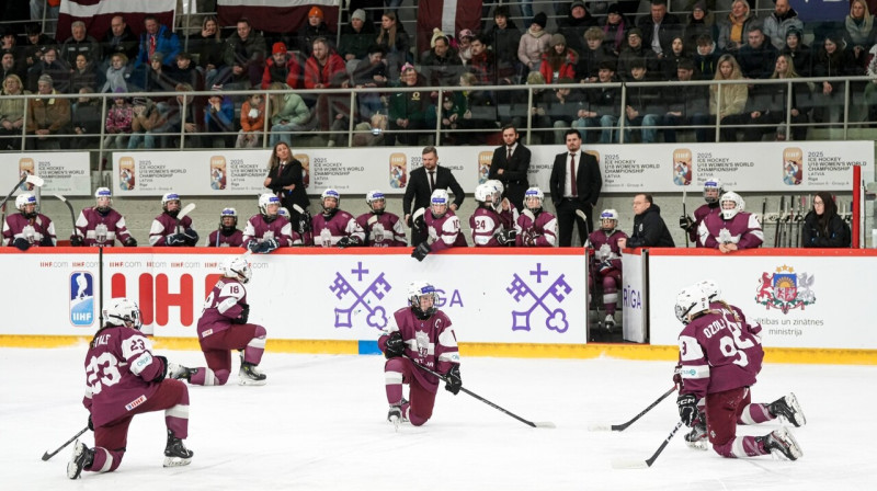 Latvijas U18 valstsvienības hokejistes pērn Rīgā. Foto: Guntis Lazdāns/LHF