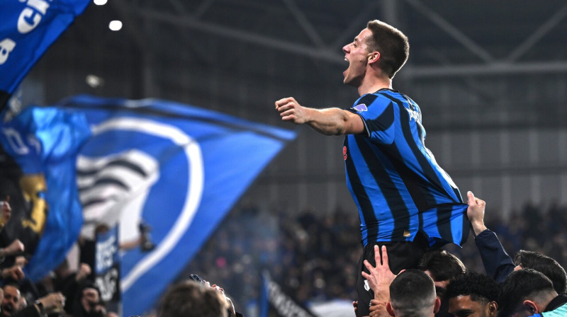 Mario Pašaličs pēc 3:0 panākšanas Bergamo "Atalanta" cīņā pret Dortmundes "Borussia". Foto: Matteo Gribaudi/Imago Images/Scanpix