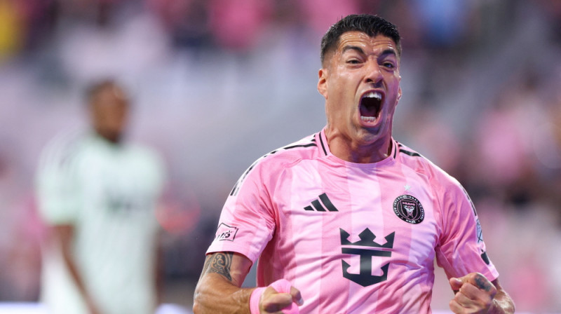 Luisa Svaresa svinības pēc gūtajiem vārtiem. Foto: Imagn Images/Scanpix