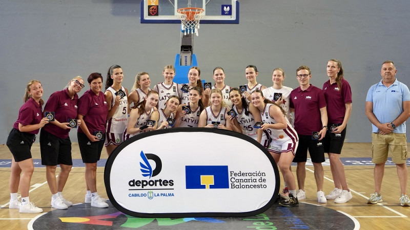 Latvijas U17 meiteņu izlase 2026. gada 5. jūlijā. Foto: fcbaloncesto.es